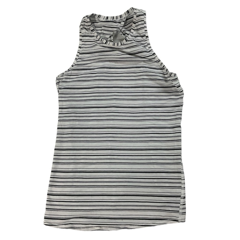 Lululemon Open Back Tank Black White Striped Size 4 / 6